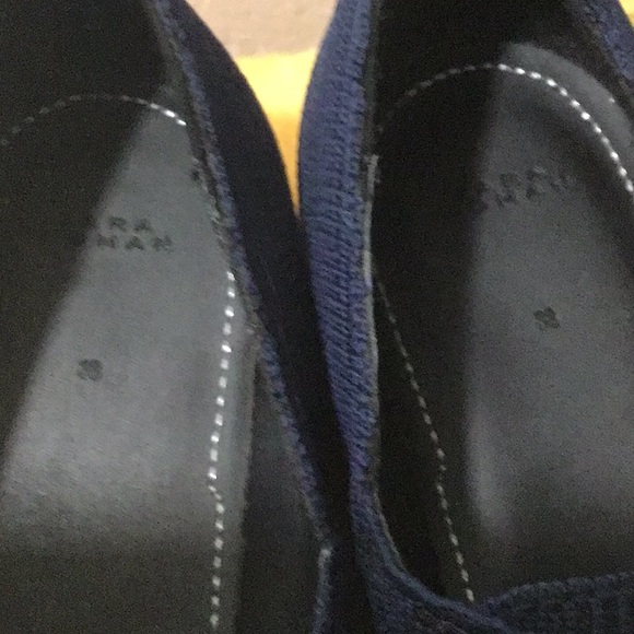 EUC. ZARA Fabric Platform Lace up Sneakers Navy Blue - Picture 14 of 15